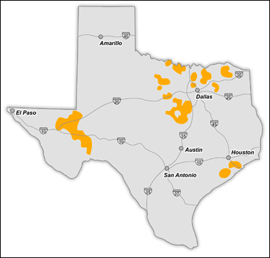 overview map of TNMP service area in Texas