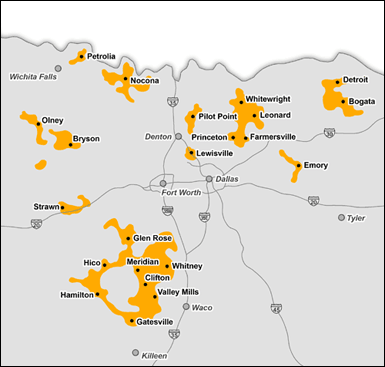 map of TNMP service area in North Texas