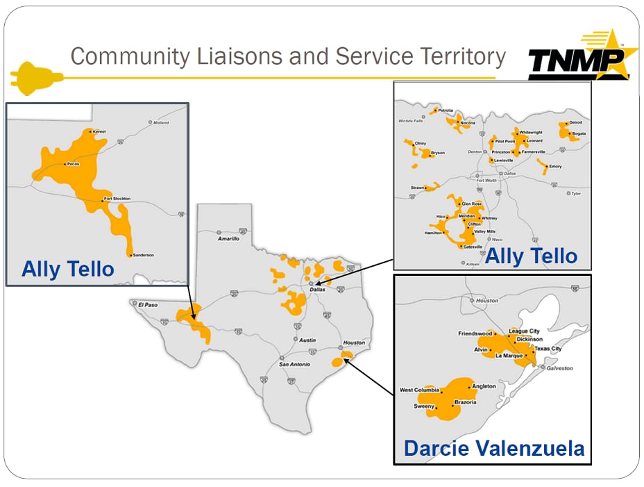 TNMP Community Liaisons territory map